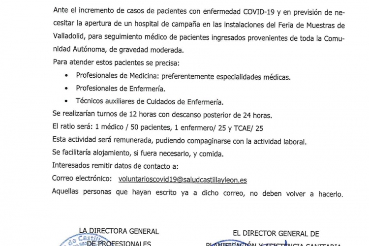 OFERTA LABORAL URGENTE DEL SACYL