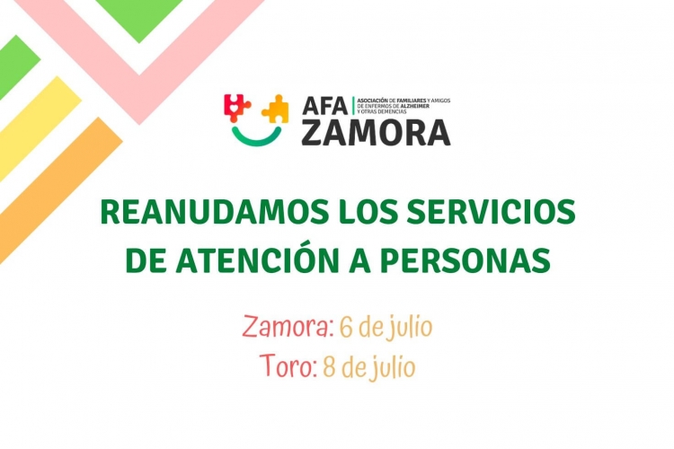 ALZHEIMER ZAMORA REANUDA SUS SERVICIOS DE ATENCIÓN A LAS PERSONAS