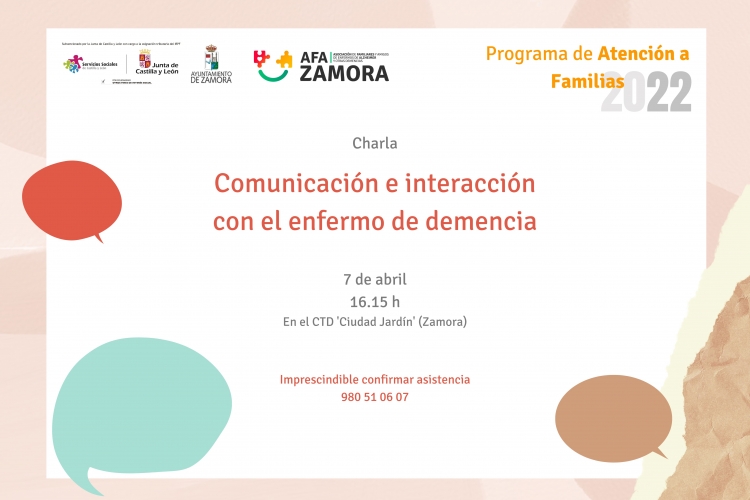 COMUNICACIÓN E INTERACCIÓN CON EL ENFERMO DE DEMENCIA, CHARLA EN ZAMORA